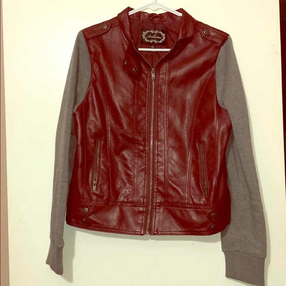 Faux leather jacket with sweatshirt arms - Picture 1 of 3